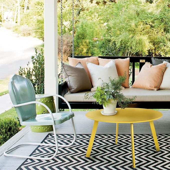 Grand Patio Round Steel Patio Coffee Table, Weather Resistant Outdoor Large - Image 2