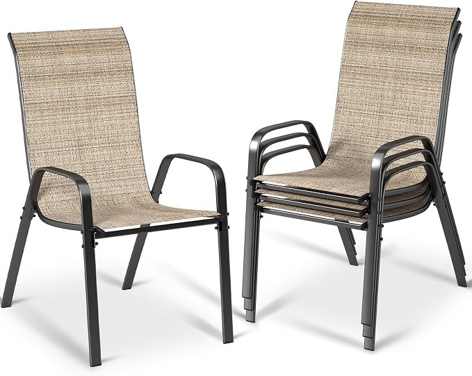 MAMIZO Patio Dining Chairs, Stackable All Weather Teslin Chair, Heavy Duty by MAMIZO
