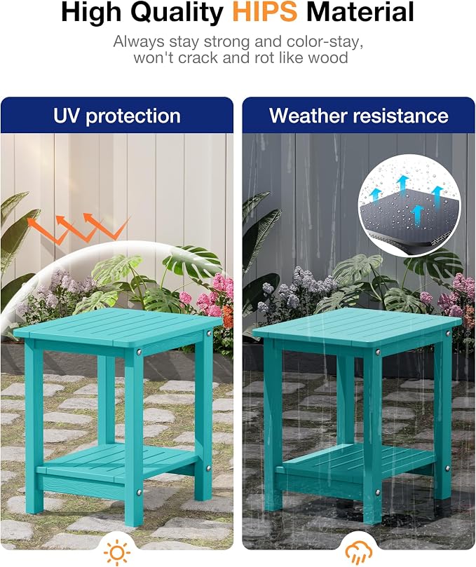 YEFU Outdoor Side Table for Patio: 16" HIPS Weather - Image 5