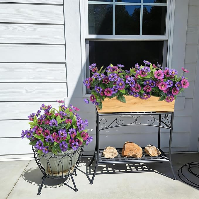 Fake Artificial Flowers for Outdoors Decoration, 4 Bundles Silk Faux Spring - Image 6