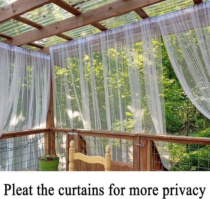 Patio Screen Mesh Outdoor Curtains Waterproof Sheer Lightweight Bug Netting - Image 2