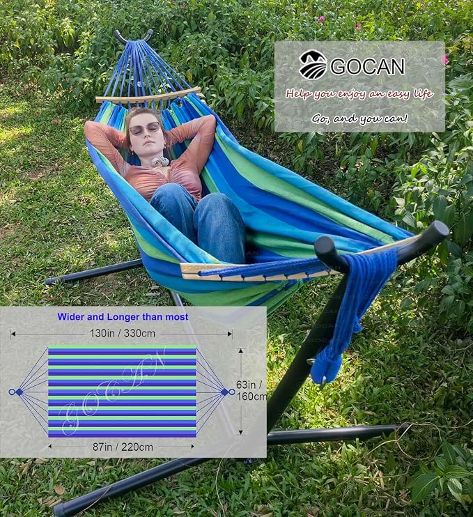 Double Hammock 2 Person Extra Large 220x160cm Total Length 330cm Load 500lb - Image 2