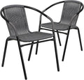 Flash Furniture Lila 2 Pack Gray Rattan Indoor-Outdoor Restaurant Stack Chair by FlashFurniture
