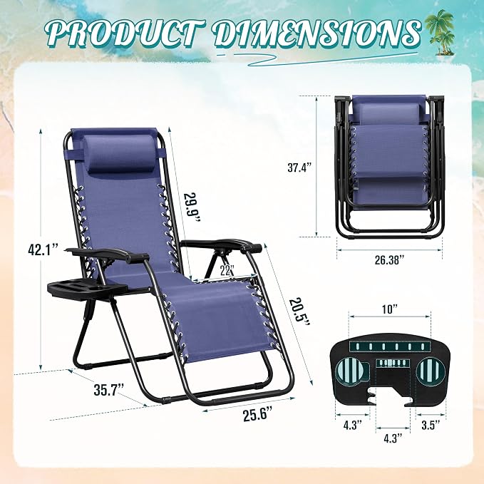 Homall Zero Gravity Chair Patio Folding Lawn Outdoor Lounge Gravity Camp - Image 3
