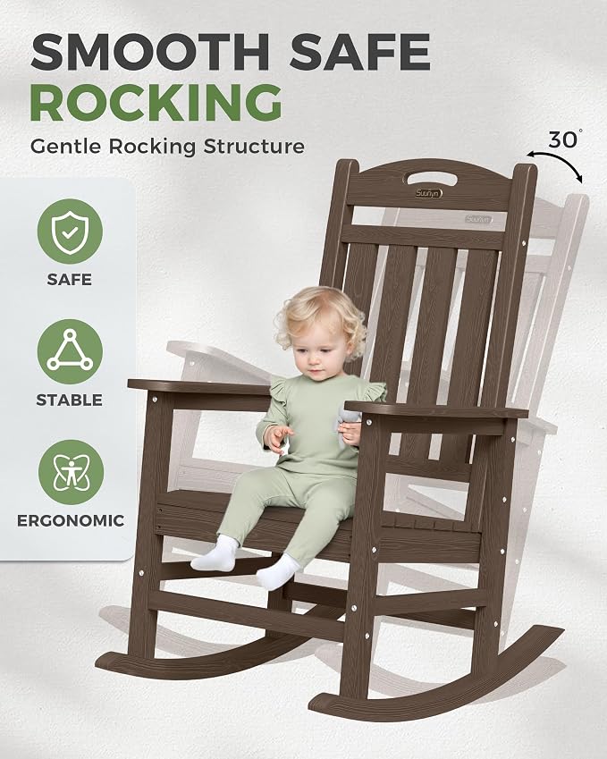 Oversized Outdoor Rocking Chair, HDPE All Weather Resistant Rocking Chairs - Image 4