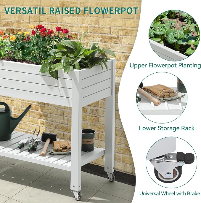 YITAHOME 43.3x17.7x34 in Elevated Garden Bed, Outdoor Plastic Planter Box - Image 3