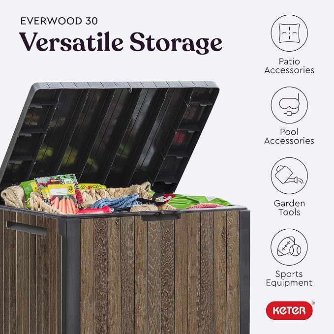 Keter Signature Everwood 30 Gallon Resin Deck Box - Image 5