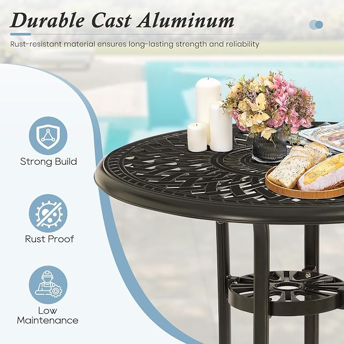 Patio Dining Table, Cast Aluminum Patio Tables - Image 5