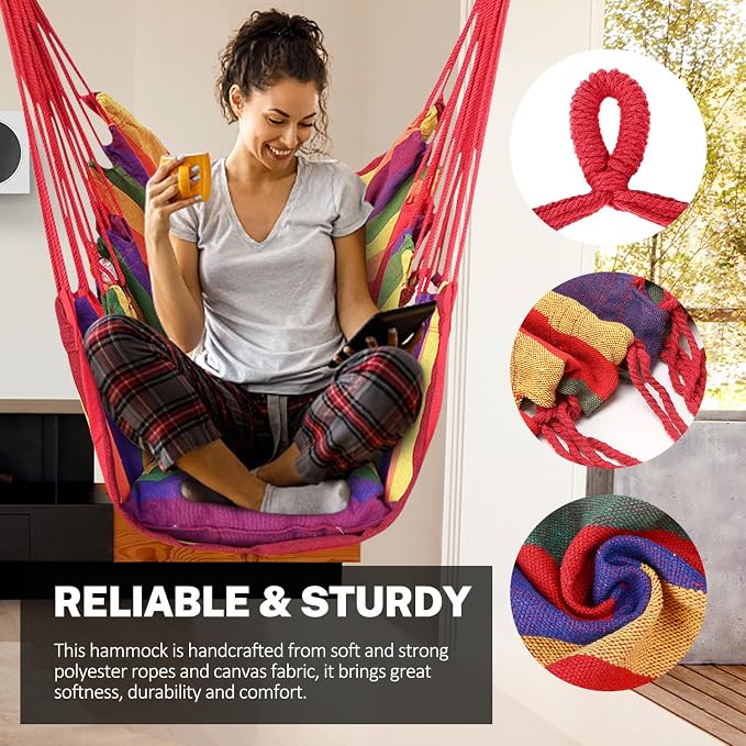 KPX Ourdoor Hanging Hammock Chair – Comfortable Tree Swing Chair Large Size - Image 2
