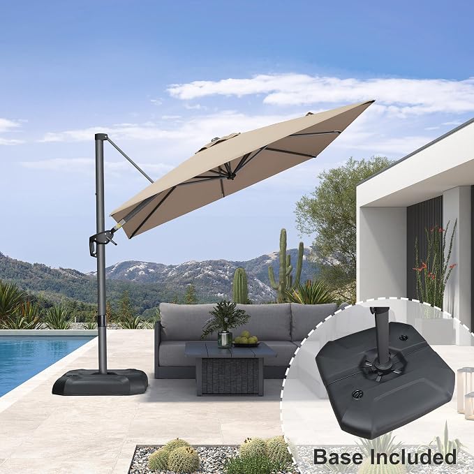 PURPLE LEAF 8 Feet Outdoor Square Cantilever Umbrella Patio Umbrella - Image 2