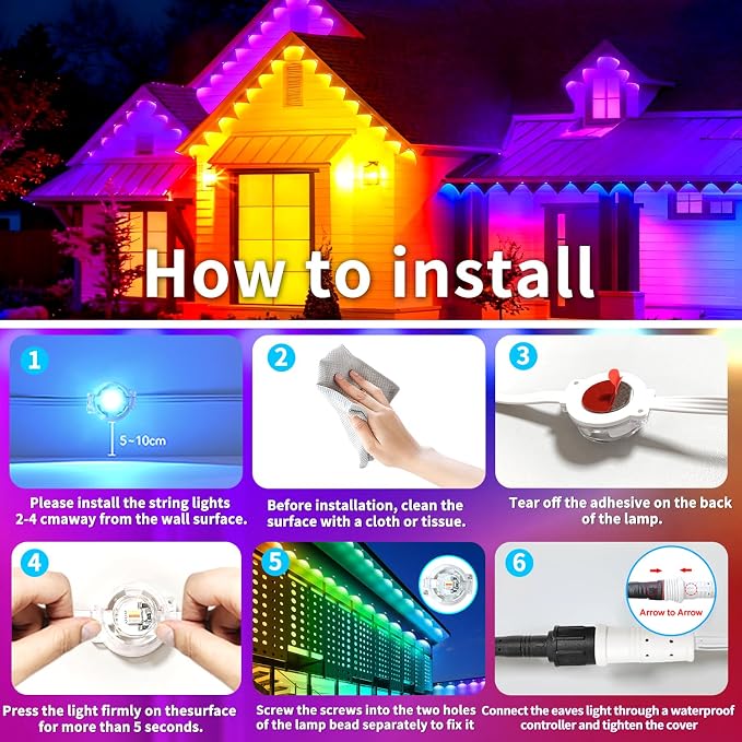 100FT Permanent Outdoor Lights Waterproof Smart LED RGB Light - Image 7