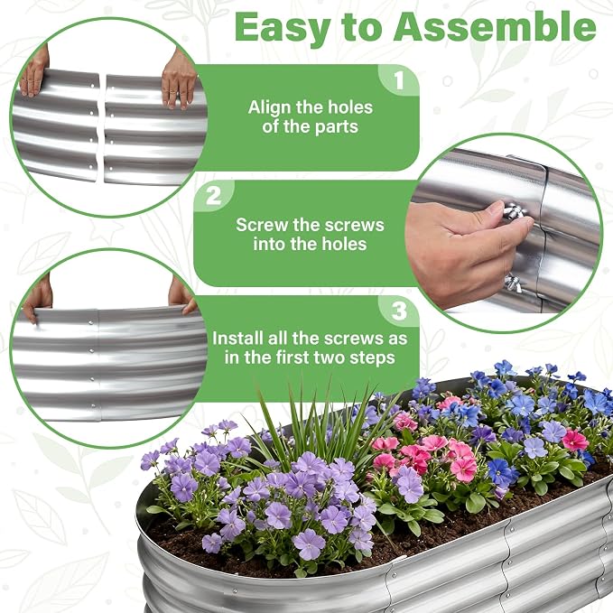 TATAANTY Galvanized Raised Garden Bed - Image 3