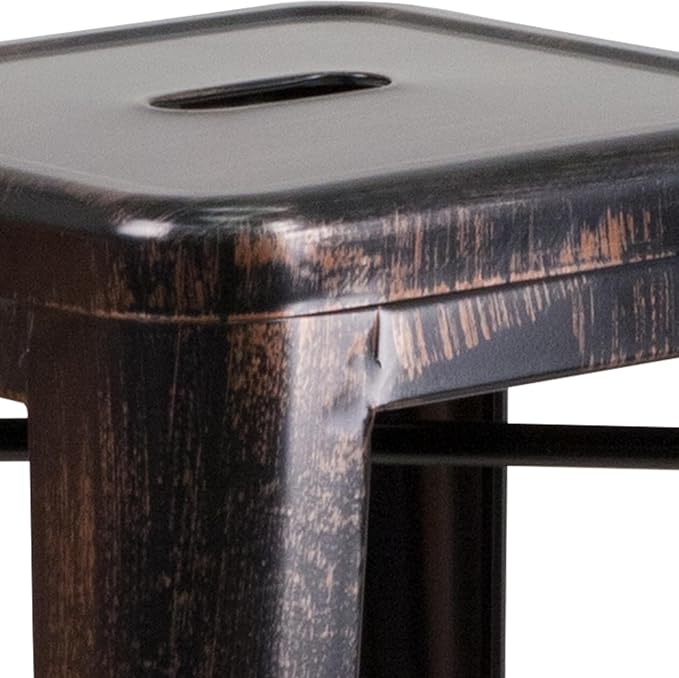 Flash Furniture Lily 4 Pack Commercial Grade 30" High Backless Black-Antique - Image 6