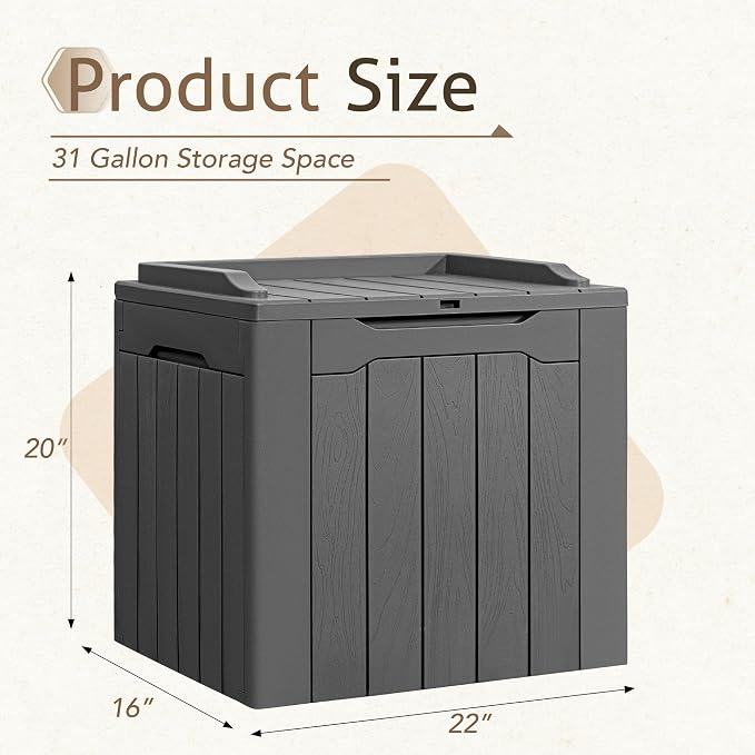 Flamaker 2 Pack Deck Box 31 Gallon Waterproof Resin Storage Box - Image 4
