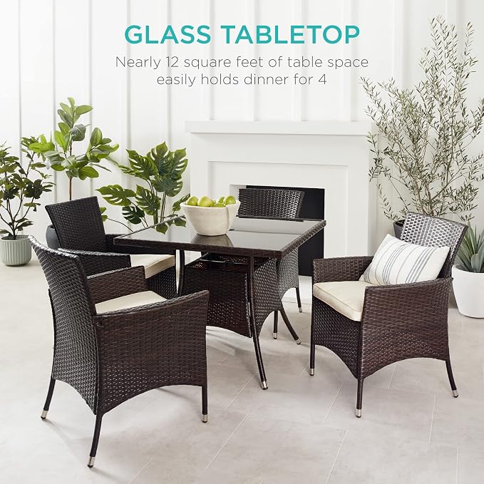 Best Choice Products 5-Piece Indoor Outdoor Wicker Dining Set Furniture - Image 3