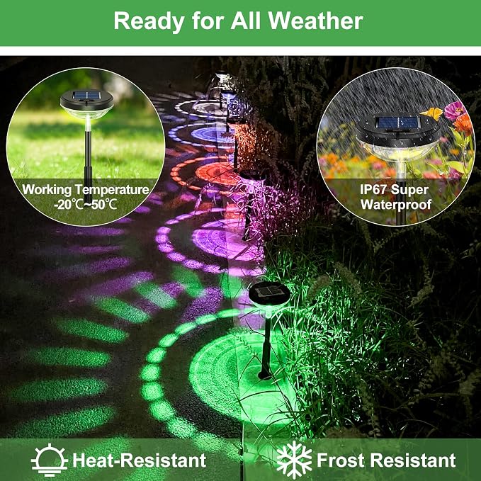 Nupostai Bright Solar Pathway Lights 2 Pack, Color Changing + Warm White LED - Image 5