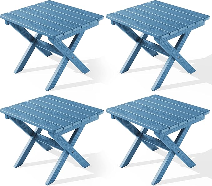 SERWALL Folding Outdoor Side Table Set of 4, Small Adirondack Side Table by SERWALL