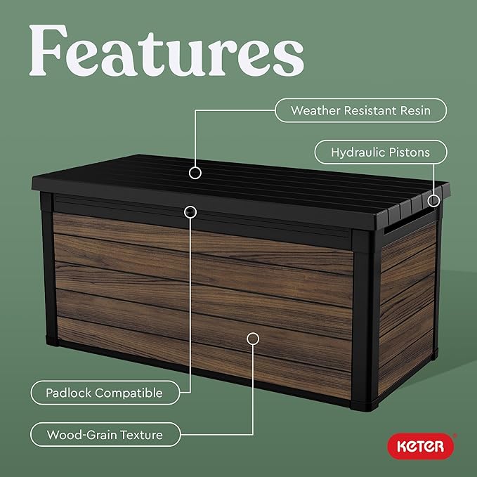 Keter Signature Collection 150 Gallon Resin Deck Box Organization and Storage - Image 5