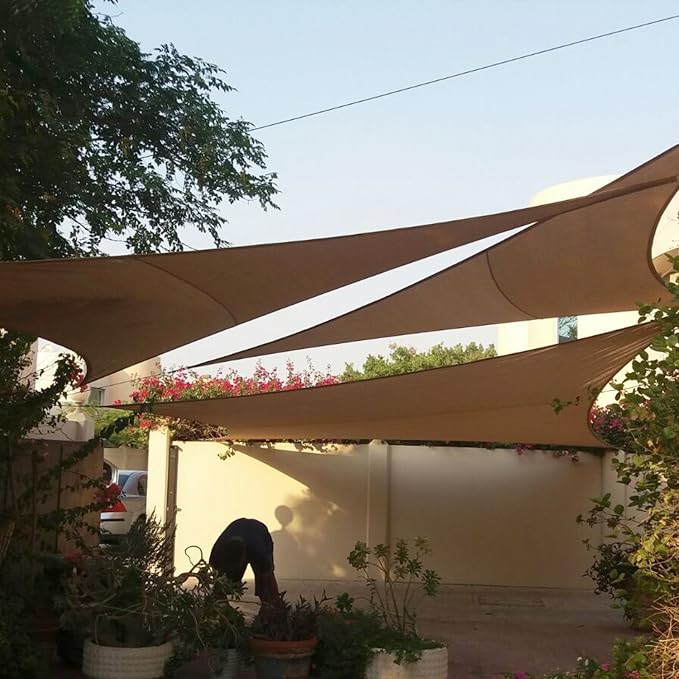 E&K Sunrise 9' x 9' x 9' Sun Shade Sail Triangle Canopy Shade Cover UV Block - Image 8