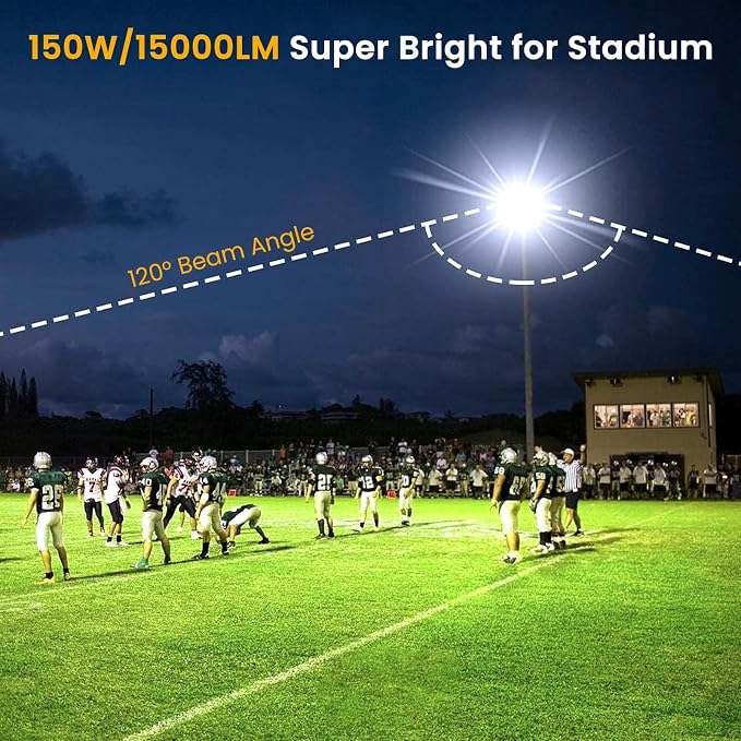 Onforu 150W LED Flood Light Outdoor, 15000LM Security Lights, IP66 Waterproof - Image 7