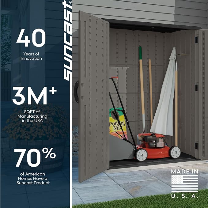 Suncast Outdoor Storage Cabinet Waterproof Resin Vertical Outdoor Storage Shed - Image 10