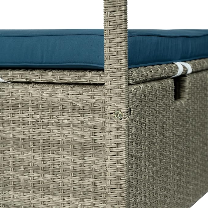 Patio Chaise Lounge, PE Rattan Outdoor Patio Wicker Adjustable Outdoor Sun Bed - Image 9