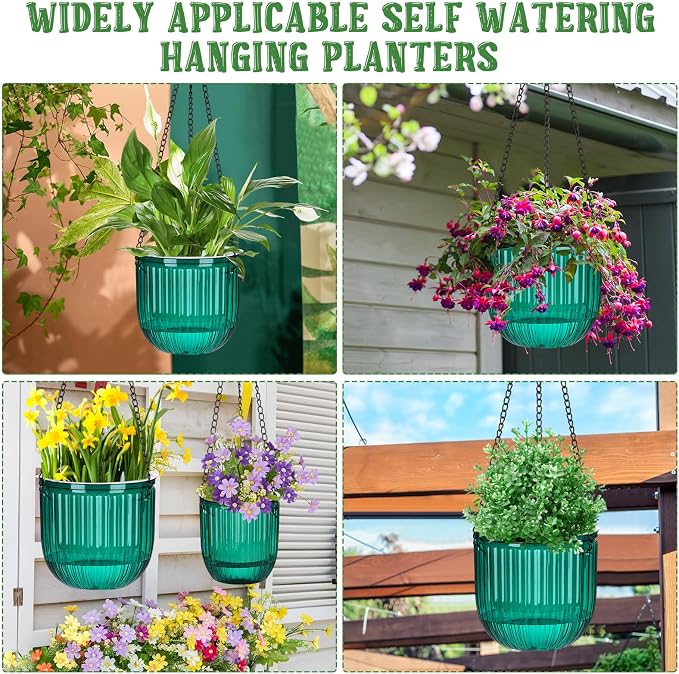 Maxcheck 4 Pcs Self Watering Hanging Planters Indoor Gift 6.5'' 4.5'' Hanging - Image 5