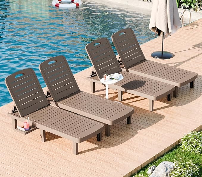 WACASA Outdoor Chaise Lounge Chairs Set of 4, Oversized Lounge Chairs by WACASA