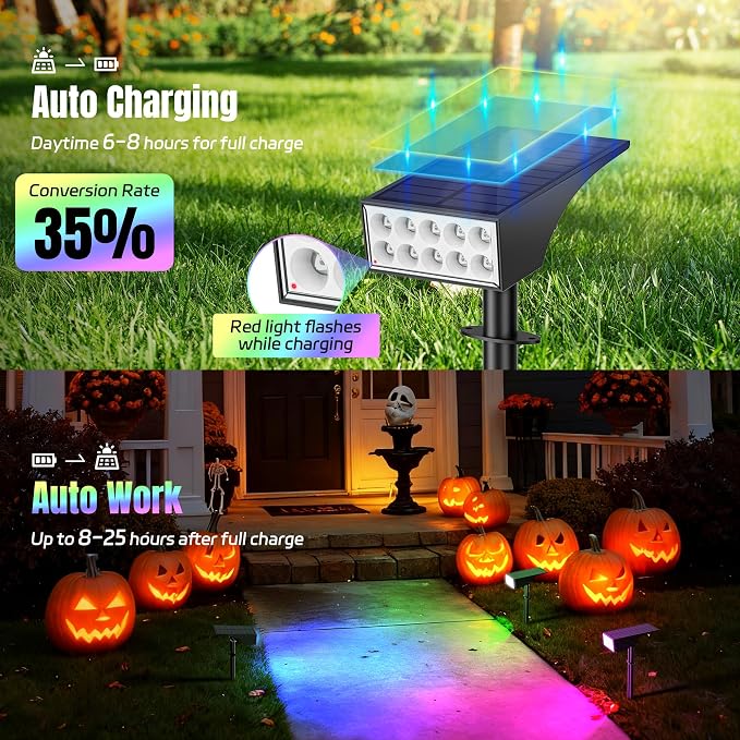Solar Spot Lights Outdoor Color Changing, Christmas Landscape Spotlights - Image 4