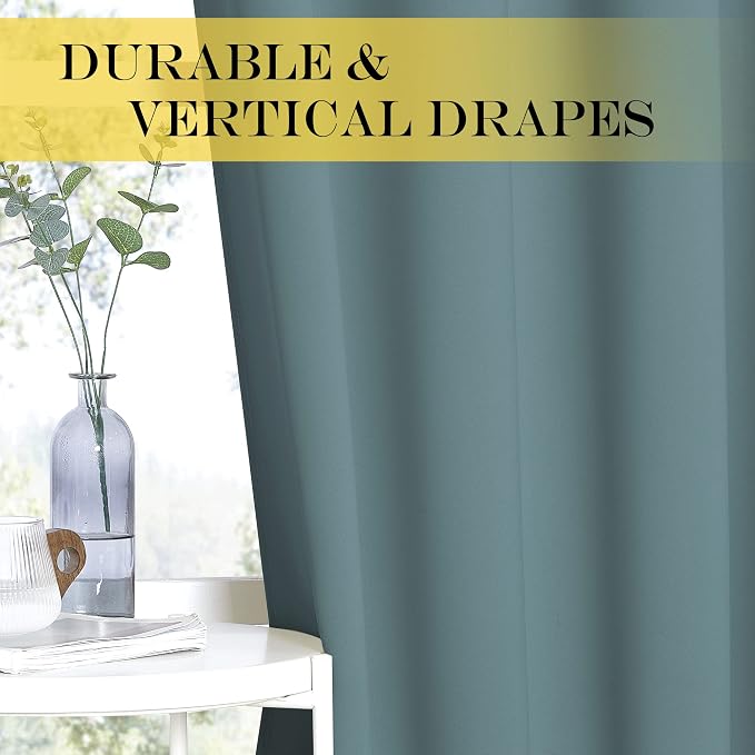 NICETOWN Blackout Greyish Blue Curtains & Drapes - Image 5