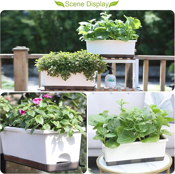 Window Box Planter 8 Pcs, 17 Inches Rectangle Flower Pots - Image 5