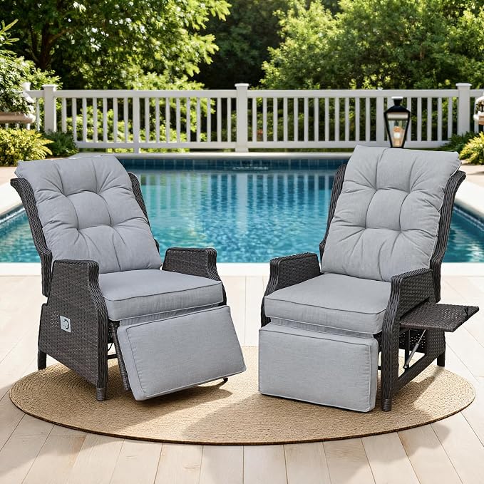 Outdoor Indoor Wicker Recliner by COMLAXFIELD