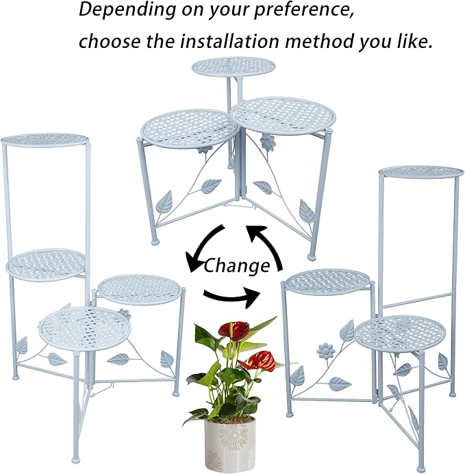 Plant Stand Indoor Outdoor, 3/4 Tier 30" Tall Metal Flower Pot Holder Shelves - Image 4