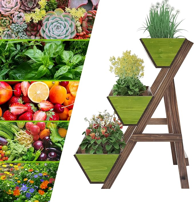 3-Tiers Wooden Raised Garden BedPlanter Box Gardening Outdoor Planter Box Patio - Image 4
