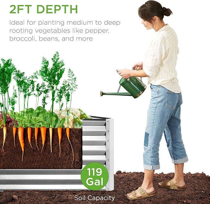 Best Choice Products 4x2x2ft Outdoor Metal Raised Garden Bed, Deep Root Box - Image 4