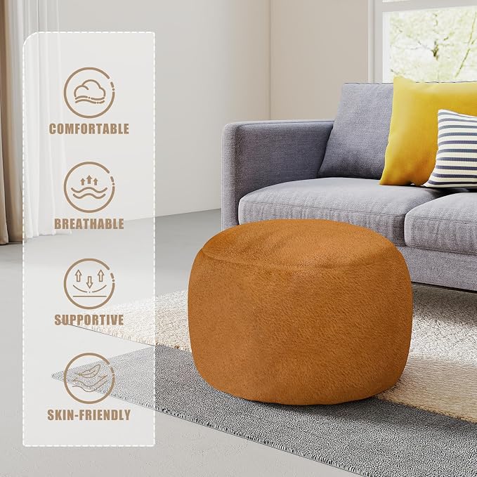 Round Stuffed Pouf Ottoman for Foot Rest, A Round Modern Foam Filled Poufs - Image 8