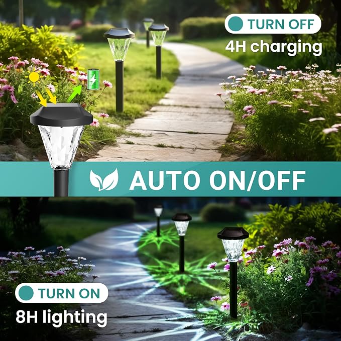 GIGALUMI 8 Pack Solar Lights Outdoor Waterproof, Outdoor Solar Lights - Image 3