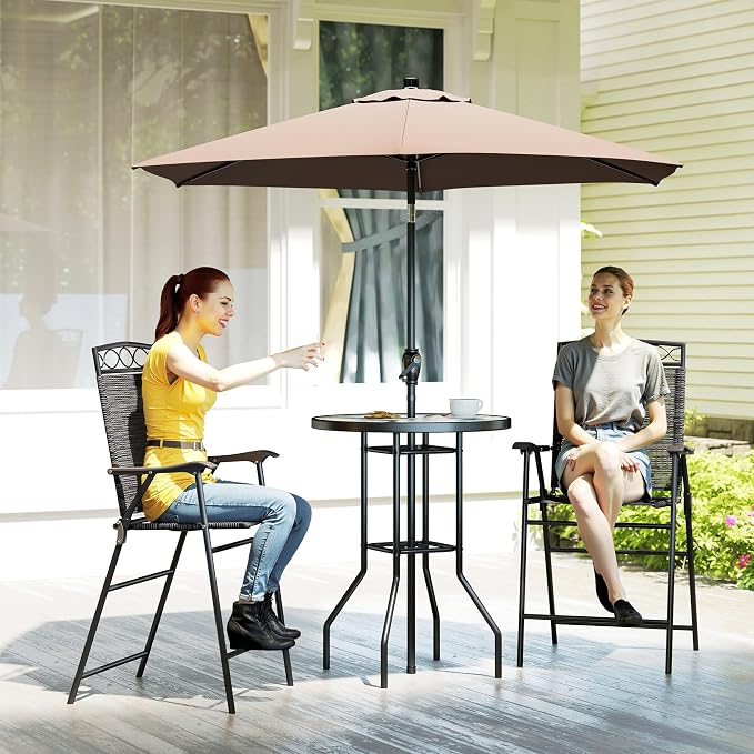 Outsunny 4 Piece Outdoor Patio Dining Furniture Set, 2 Folding Chairs, - Image 9