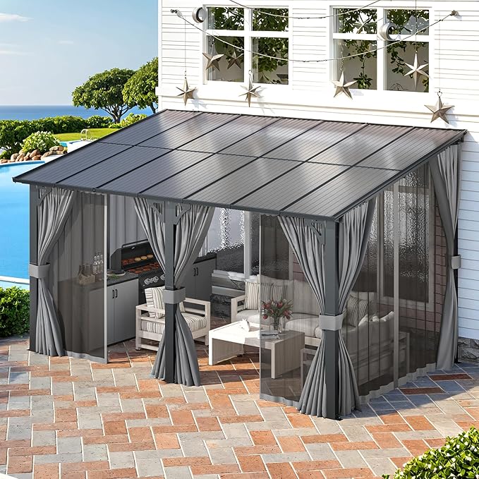 AECOJOY 14' x 8' Gazebo Outdoor Pergola, Hard Top Lean to 8x14 Gazebo - Image 5