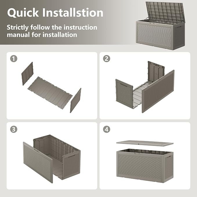 Outdoor Storage Box, Resin Deck Boxes Indoor and outdoor, Waterproof Storage - Image 4