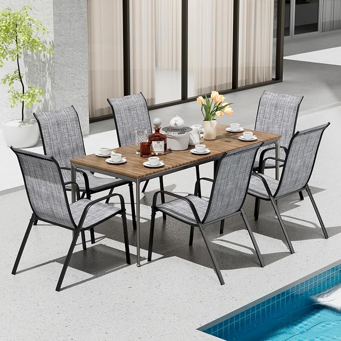 TLSUNNY Patio Chairs, Stackable Textilene Outdoor Dining Furniture - Image 2