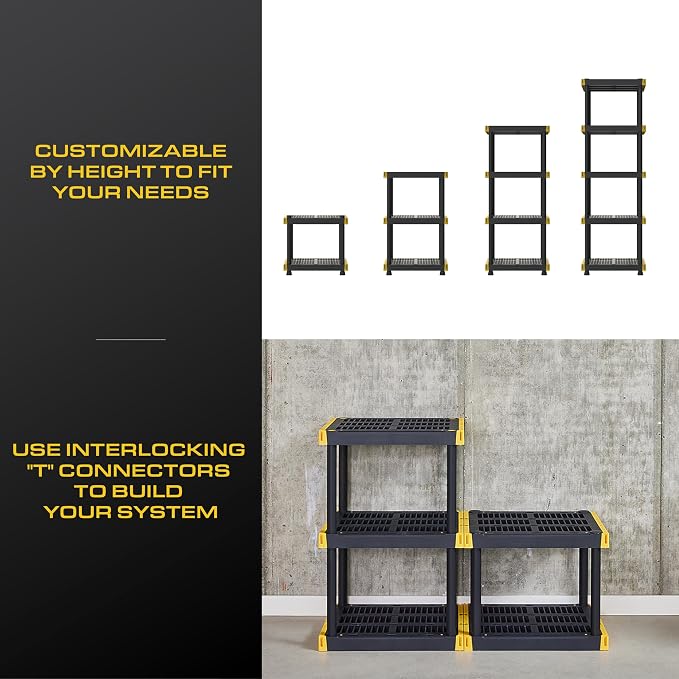 BLACK & YELLOW 5-Tier Heavy Duty Plastic Storage Shelving Unit, 5 Shelves - Image 7