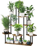 9 Tier Wood Tall Plant Stand Metal Rack Indoor, Planter Shelf Display Rack by YOCOMEY
