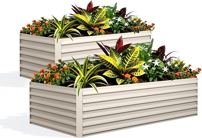 Garvee 2PCS 6x3x2ft Galvanized Raised Garden Bed Outdoor, Rust-Resistant Raised by Garvee
