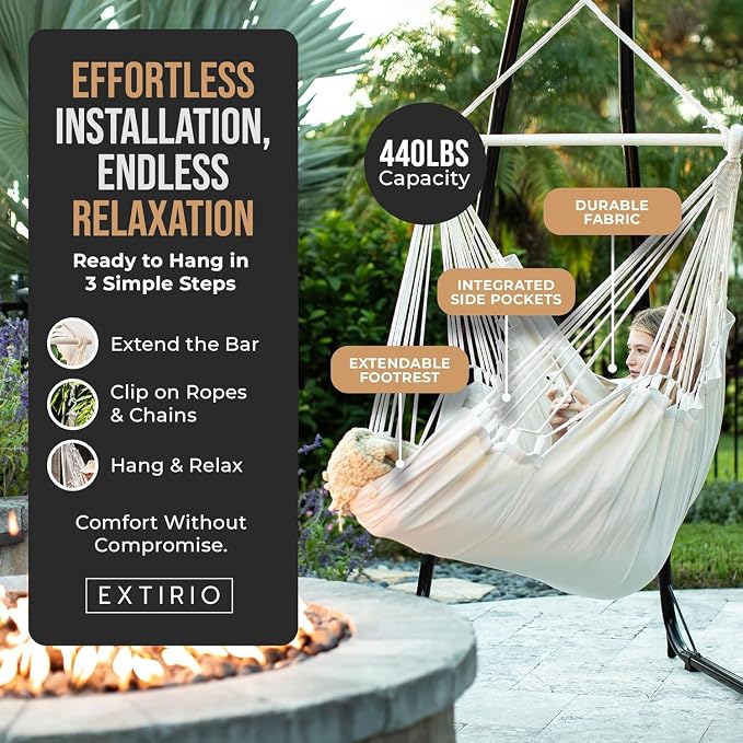 Hanging Hammock Chair Swing – Hanging Chair Outdoor & Indoor - Image 4