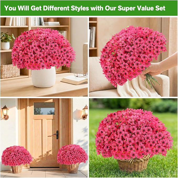 22 Bundles Artificial Flowers Outdoor Fake Plants, Faux Flowers UV Resistant - Image 3