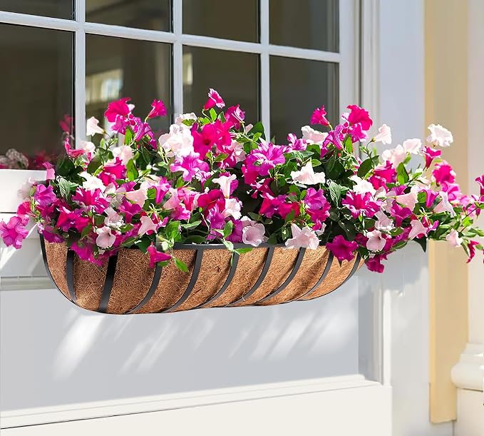 Y&M 30-Inch Window Planter Box 2Pcs Iron Deck Railing - Image 5