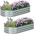 zizin 2 Pack Oval Galvanized Raised Garden Bed Kit 6x3x1ft Large Metal Planter by zizin