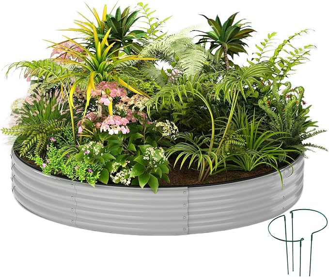 Galvanized Planter Outdoor Galvanized Metal Planter Round Raised Garden Bed Kit by ZFHgarden