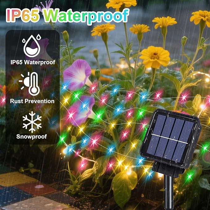 ZNYCYE Solar Waterfall Fairy Bunch Lights Outdoor Waterproof 200LEDs 8 Modes - Image 3